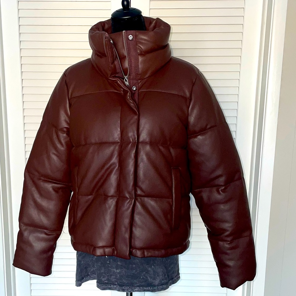Abercrombie Vegan Leather Puffer Coat LIKE NEW!